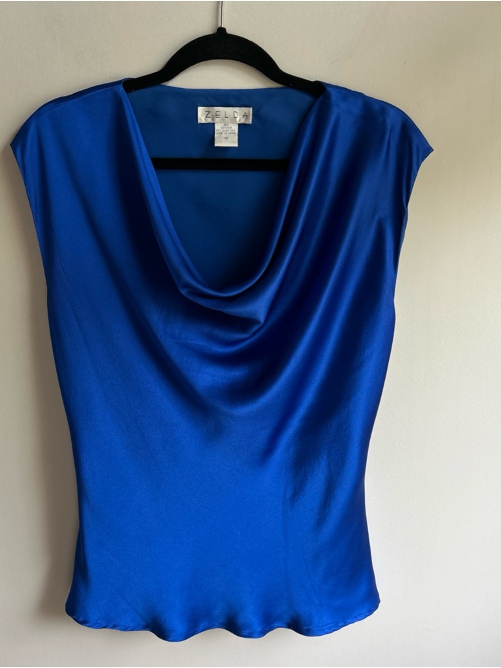 Zelda Cowl Neck Satin Blouse - Royal Blue